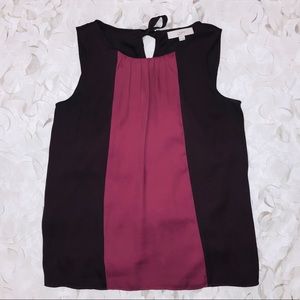Loft size 8 Two Tone Shell Top with Tie Top Back